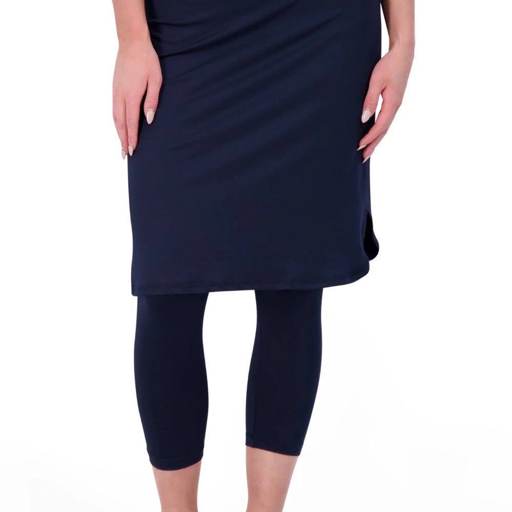 Snoga Athletics Women's Cropped-Shirttail Skirt with Leggings/Color Navy Blazer